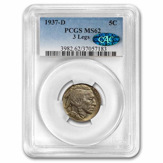 1937-D 3 Legged Buffalo Nickel MS-62 PCGS CAC 1937-D 3 Legged Buffalo Nickel MS-62 PCGS CAC